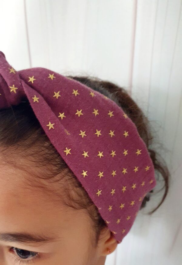 Bandeau à nouer Mère fille rose étoilé (fillette +3ans) – Image 3