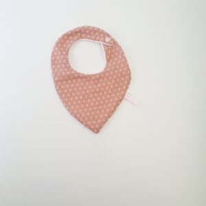 Bavoir bandana éventails Asanoha vieux rose