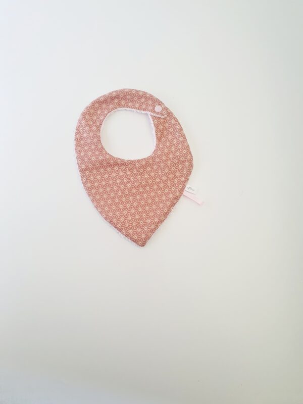 Bavoir bandana éventails Asanoha vieux rose