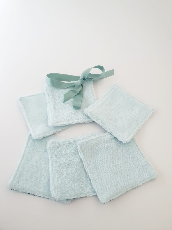 Lot lingettes lavables  éventails bleu amande/ Bambou Oeko-Tex – Image 3