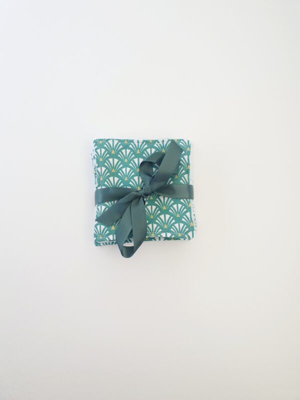 Lot lingettes lavables éventails vert /Bambou OEKO-TEX