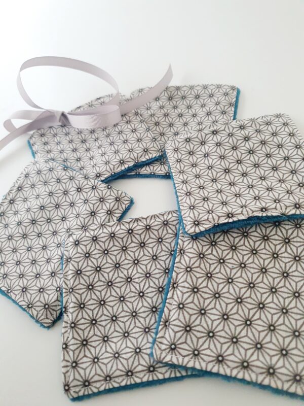 Lot lingettes lavables Asanoha gris /Bambou OEKO-TEX – Image 3