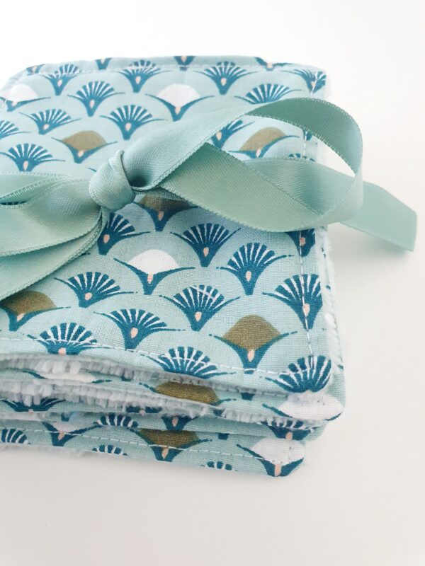 Lot lingettes lavables  éventails bleu amande/ Bambou Oeko-Tex – Image 4