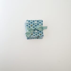 Lot lingettes lavables  éventails bleu amande/ Bambou Oeko-Tex