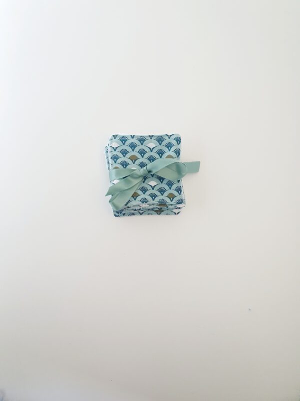 Lot lingettes lavables  éventails bleu amande/ Bambou Oeko-Tex