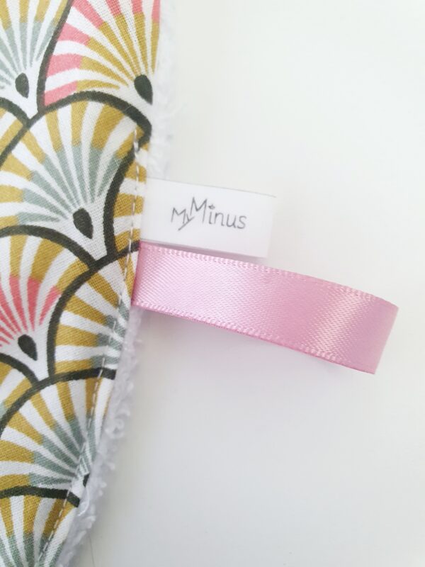 Bavoir bandana éventails rose et or – Image 3