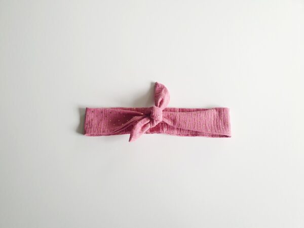 Bandeau à nouer Mère fille rose étoilé (fillette +3ans) – Image 9