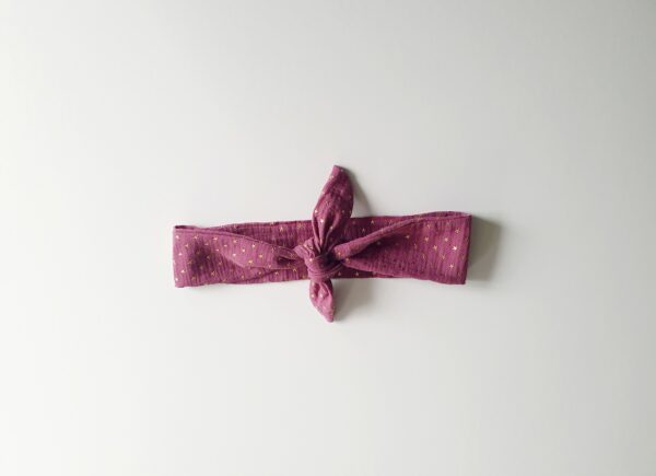 Bandeau à nouer Mère fille rose étoilé (fillette +3ans) – Image 4