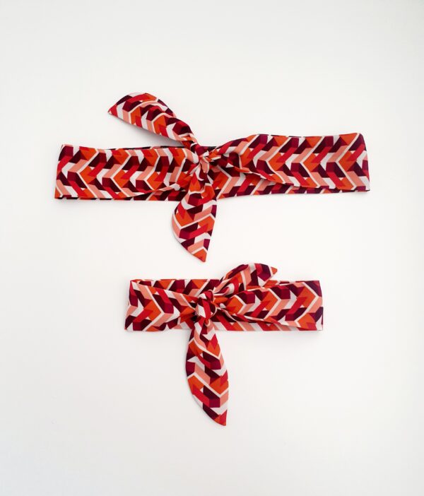 Bandeau à nouer Mère fille Géo rouge (24-36 mois)