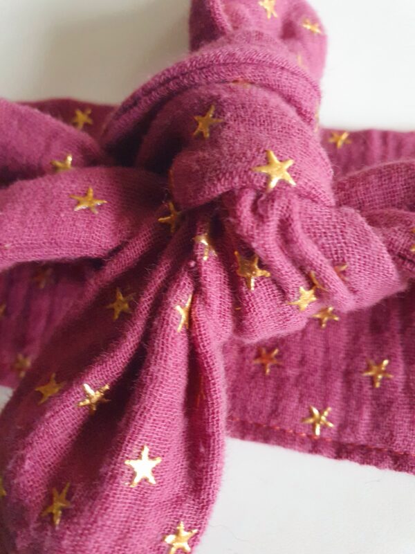Bandeau à nouer Mère fille rose étoilé (fillette +3ans) – Image 6