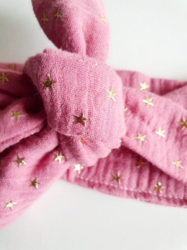 Bandeau à nouer Mère fille rose étoilé (fillette +3ans) – Image 8