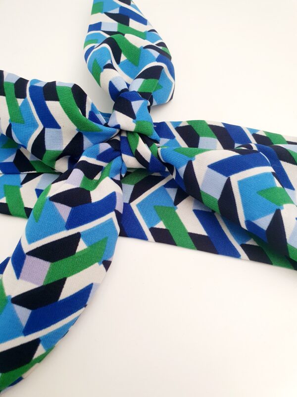 Bandeau à nouer Mère fille Géo bleu (24-36 mois) – Image 3
