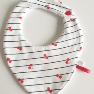 Bavoir bandana cerise rayé